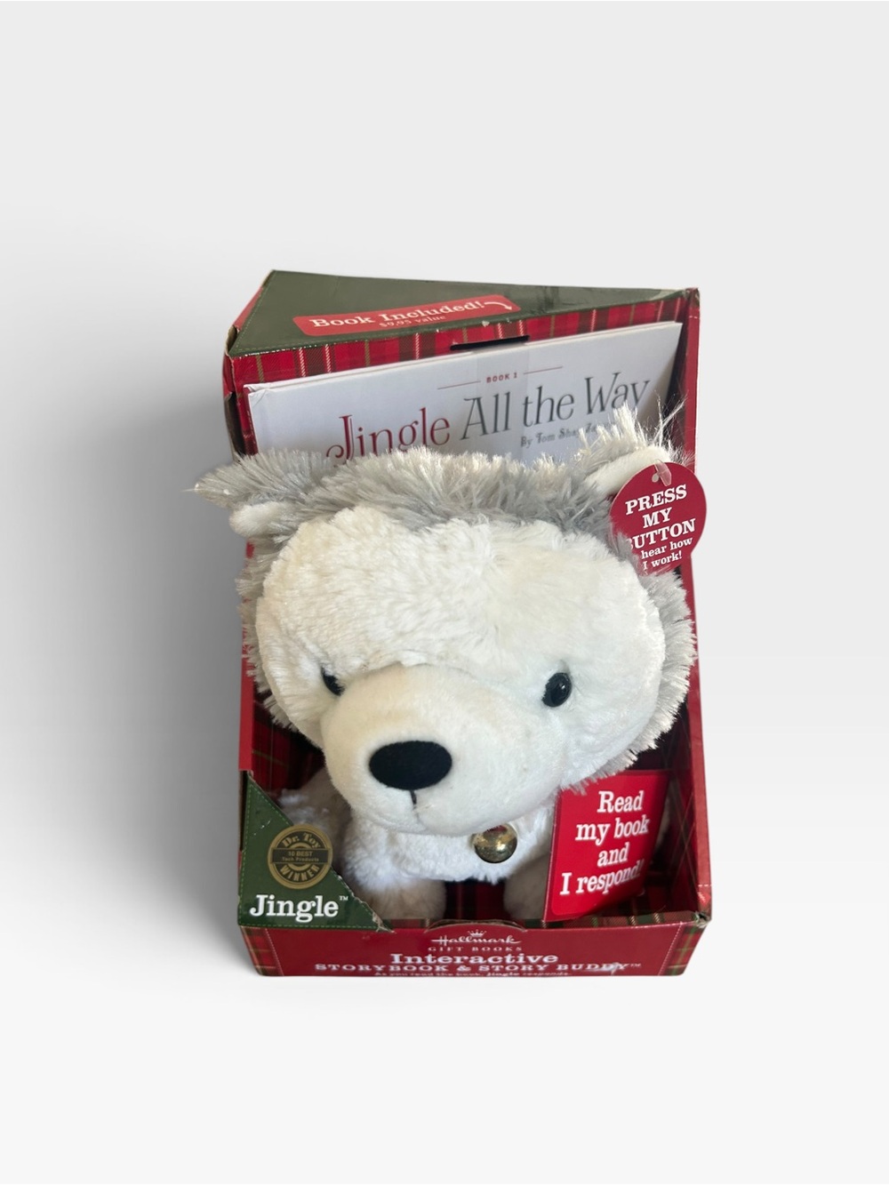 Hallmark jingle book and Plush - White and Gray new